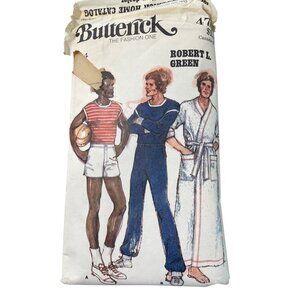 70s Butterick 4709 Sewing Pattern Size 44 T Shirt Sweatpants Shorts and Robe CUT